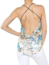Floral Open Back Chiffon Criss-Cross Strap Slouchy Camisole