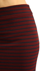 Striped High Waist Vintage Style Midi Length Pencil Skirt