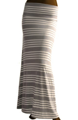 Striped Banded Waist Maxi Skirt