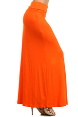 Solid Color Banded Waist Maxi Skirt