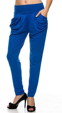 Solid Color Soft Drape Pocket Harem Pants