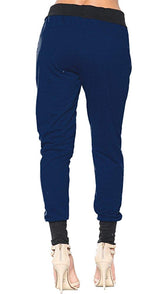 Solid Color Zipper Pockets Cuffed Jogger Pants