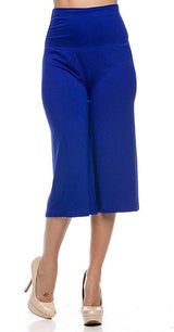 High Waist Solid Color Cropped Gaucho Pants