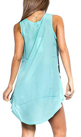 Semi Sheer Leopard Print Asymmetrical Hem Tank Top