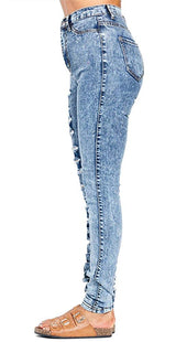 Destroyed Denim High Waist Acid Wash Skinny Jeans