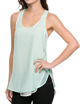 Two-Tone Layered Semi Sheer Chiffon Jersey Tank Top