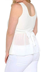 Plus Size Sleeveless Chiffon Back Peplum Top
