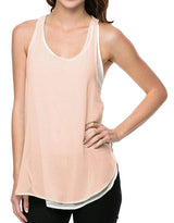 Two-Tone Layered Semi Sheer Chiffon Jersey Tank Top