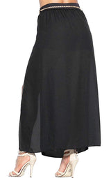 Semi-Sheer High Slit Maxi Skirt and Chain Belt