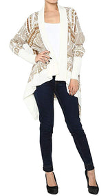 Aztec Print Open Front Knit Cardigan