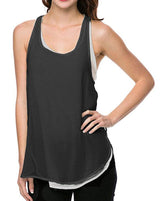 Two-Tone Layered Semi Sheer Chiffon Jersey Tank Top