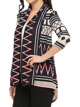 Geometric Diamond Print Shawl Collar Cardigan