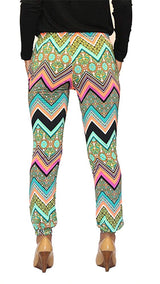 Colorful Chevron Print Satin Jogger Pants