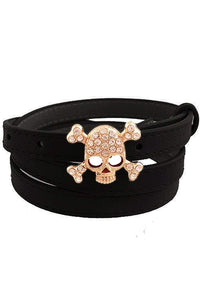 Women's Rhinestone Skull & Crossbones Skinny Fashion Belt