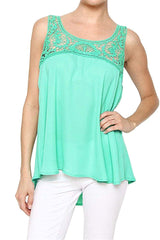 Sleeveless Lace Crochet Detailed Tank Top