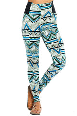 Aztec Print High Waist Thick Ponte Leggings