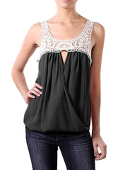 Surplice Crochet Tank Top with Keyhole Cutout