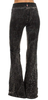 T-Party Rhinestone Embellished Bell Bottom Yoga Pants