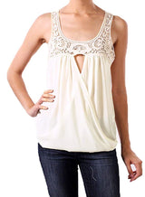 Surplice Crochet Tank Top with Keyhole Cutout