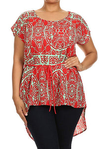 Plus Size Asymmetrical Hem Tunic Top