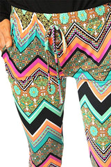 Colorful Chevron Print Satin Jogger Pants