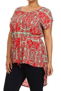 Plus Size Asymmetrical Hem Tunic Top