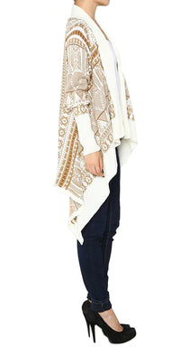 Aztec Print Open Front Knit Cardigan