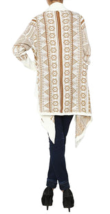 Aztec Print Open Front Knit Cardigan