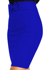 High Waist Knee Length Pencil Skirt with Bow Detail