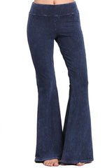 French Terry Bell Bottom Yoga Pants with Pockets Dark Blue