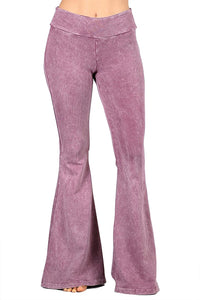 French Terry Bell Bottom Yoga Pants with Pockets Dusty Rose