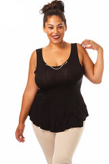 Plus Size Chain Accented Soft Paneled Top