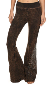 T-Party Rhinestone Embellished Bell Bottom Yoga Pants