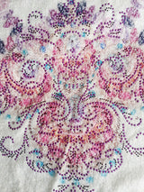 Plus Size Beige with Purple Gem Flutter Sleeve Top