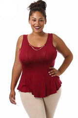 Plus Size Chain Accented Soft Paneled Top