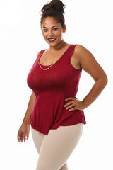 Plus Size Chain Accented Soft Paneled Top