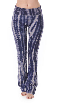 T-Party Navy Blue Bamboo Pattern Tie Dye Yoga Pants