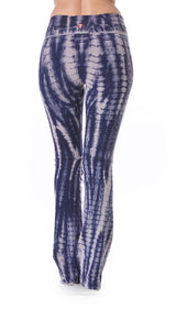 T-Party Navy Blue Bamboo Pattern Tie Dye Yoga Pants