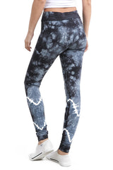 Black Crystal Tie Dye Yoga leggings by T-Party. Made in America from cotton/spandex