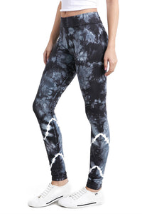 T-Party Rippled Crystal Tie Dye Yoga Leggings Black