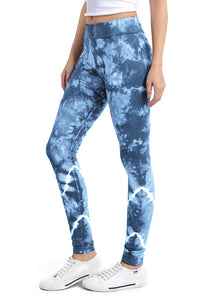 T-Party Rippled Crystal Tie Dye Yoga Leggings Blue