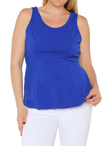Plus Size Sleeveless Chiffon Back Peplum Top