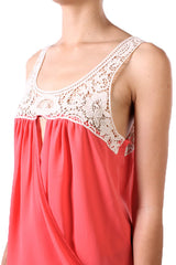 Surplice Crochet Tank Top with Keyhole Cutout