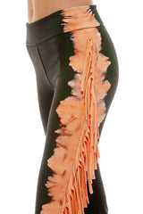 T-Party Fringe Leg Multicolor Tie Dye Yoga Pants Orange