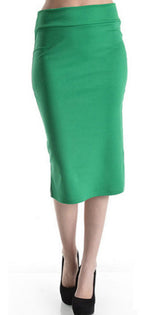 Below The Knee High Waist Midi Pencil Skirt