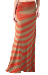 Striped Banded Waist Maxi Skirt