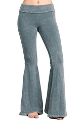 French Terry Bell Bottom Yoga Pants with Pockets Slate Gray