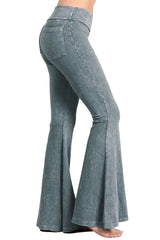 French Terry Bell Bottom Yoga Pants with Pockets Slate Gray
