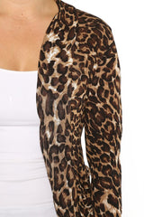 Rounded Front Leopard Print Knit Cardigan