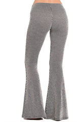 Ribbed Pinstripe Bell Bottom Stretch Yoga Pants